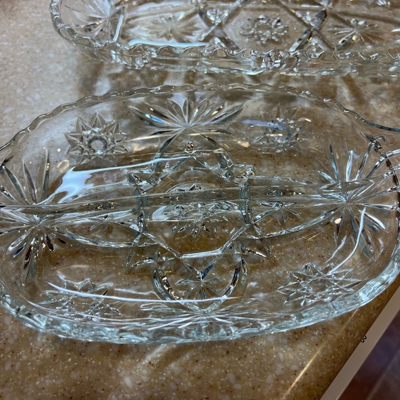 Vintage Clear Cut Glass Star of David Serving Dishes - Picture 6 of 8